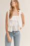 EMBROIDERED TIERED TOP WITH LACE STRAPS