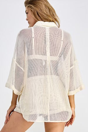 CROCHET TEXTURED KNIT SHIRT