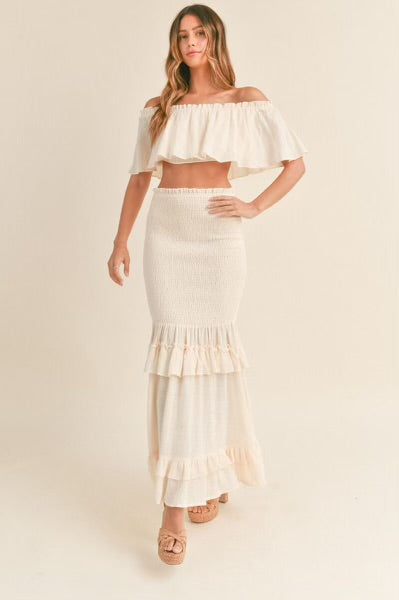 OFF THE SHOULDER TOP & RUFFLE SET