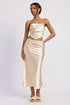 CHAMPAGNE GLOW SATIN MIDI SKIRT