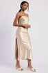 CHAMPAGNE GLOW SATIN MIDI SKIRT