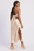 CHAMPAGNE GLOW SATIN MIDI SKIRT