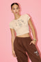 BEIGE CROP GRAPHIC TEE