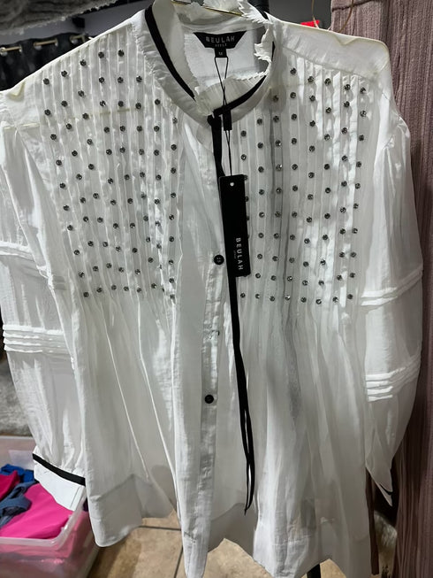 WH & BLK RHINESTONE TOP