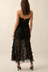 BLACK RUFFLED CORSET MAXI DRESS