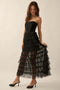 BLACK RUFFLED CORSET MAXI DRESS