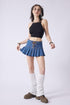 LACE UP PLEATED DENIM MINI SKIRT