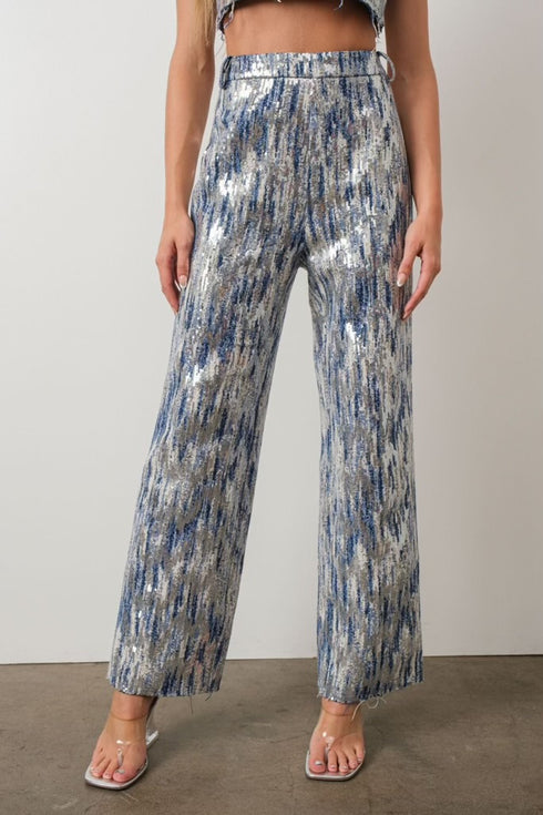 SEQUINED TWEED PANTS
