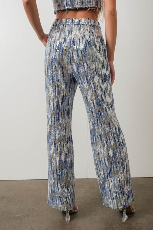 SEQUINED TWEED PANTS