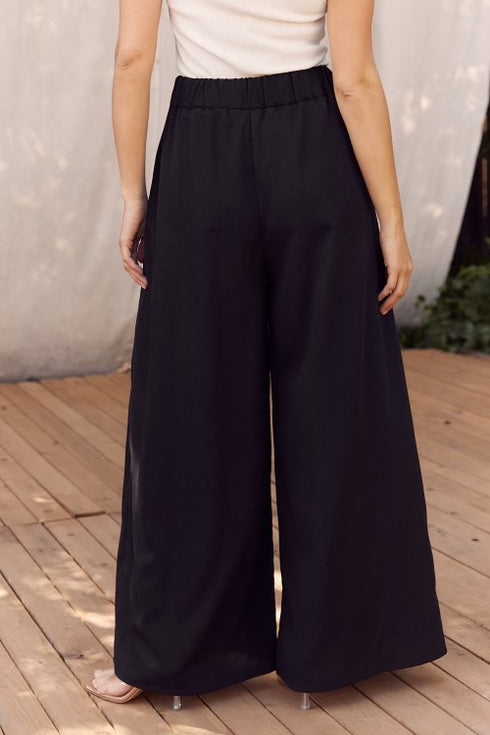 WIDE WORK LEG BLACK PANTS