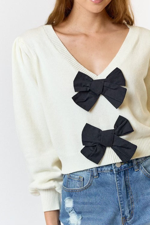 LITTLE MISS BOW SWEATER