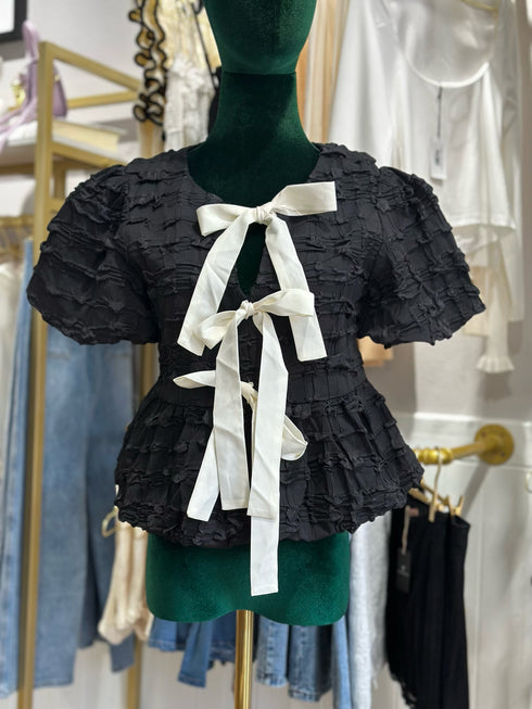 BUBBLE BLOUSE WITH BOWS