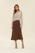 BROWN HIGH WAIST SLIP MIDI SKIRT