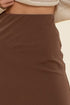 BROWN HIGH WAIST SLIP MIDI SKIRT