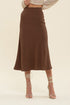 BROWN HIGH WAIST SLIP MIDI SKIRT