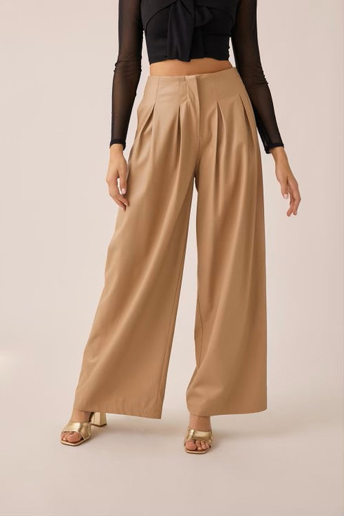 CAFE LATTE LEATHER PANTS
