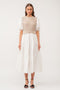 COMBINATION MIDI DRESS WITH PUFFED SLEEVES