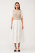 COMBINATION MIDI DRESS WITH PUFFED SLEEVES