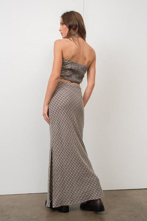 PLAID TUBE W/SCARF SET