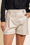 CREAM LEATHER SHORTS