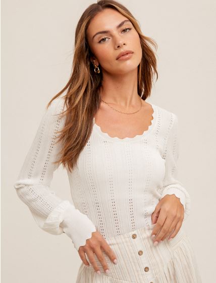 CREAM POINTELLE KNIT