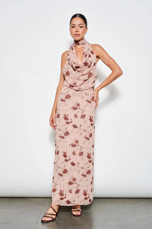 BLUSH BLOOM HALTER MAXI