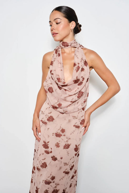 BLUSH BLOOM HALTER MAXI