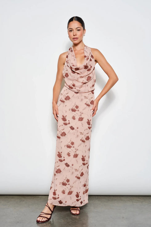 BLUSH BLOOM HALTER MAXI