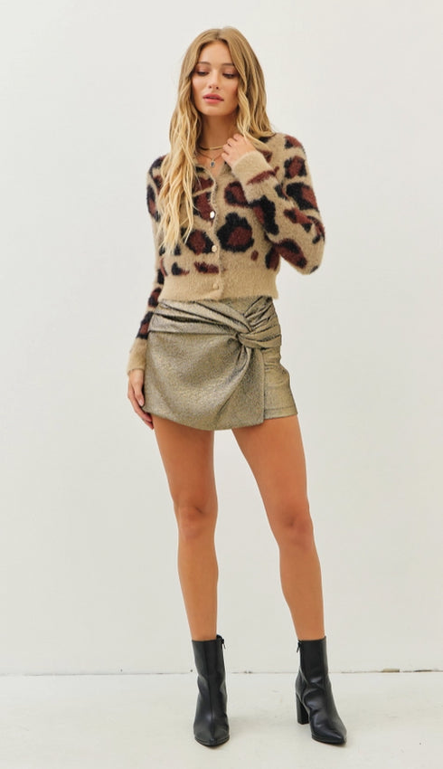 KNOTTED METALLIC COATED MINI SKORT