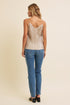 PLEATED CHAMPAGNE METALLIC V-NECK CAMI TOP