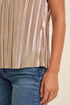 PLEATED CHAMPAGNE METALLIC V-NECK CAMI TOP