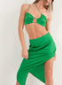 GREEN ASYMMETRICAL SATIN SKIRT