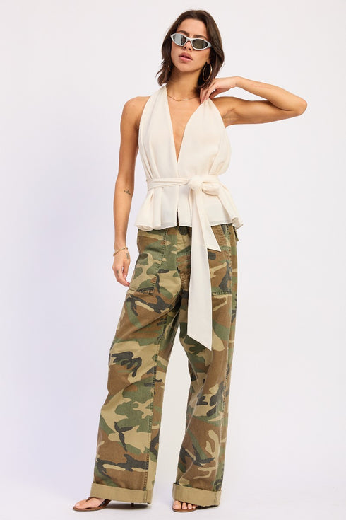 IVORY ELEGANCE HALTER TOP