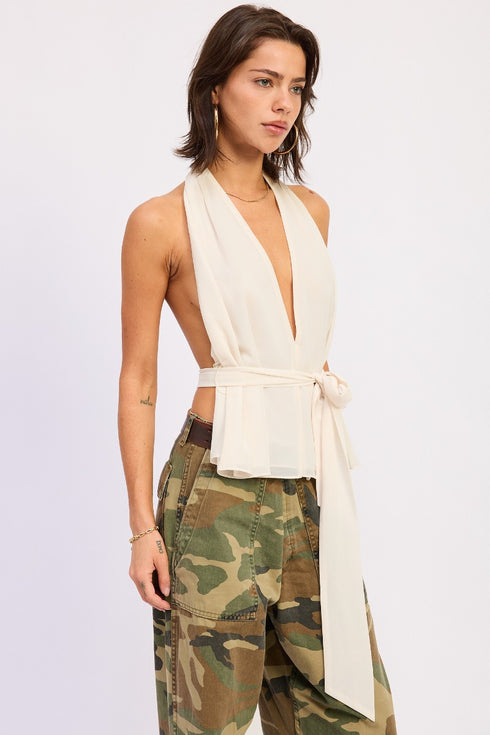 IVORY ELEGANCE HALTER TOP