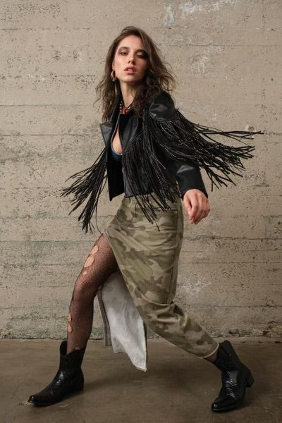 SUEDE FRINGE LEATHER JACKET