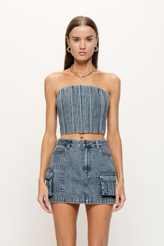 JOSS DENIM BUSTIER TOP
