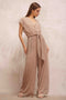 OPEN BACK CROSS WAIST BELT JUMPSUIT