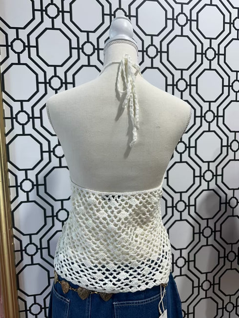 KNIT OFF WHITE WITH FLOWER