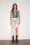 ASYMMETRICAL HEM LACE MAXI SKIRT