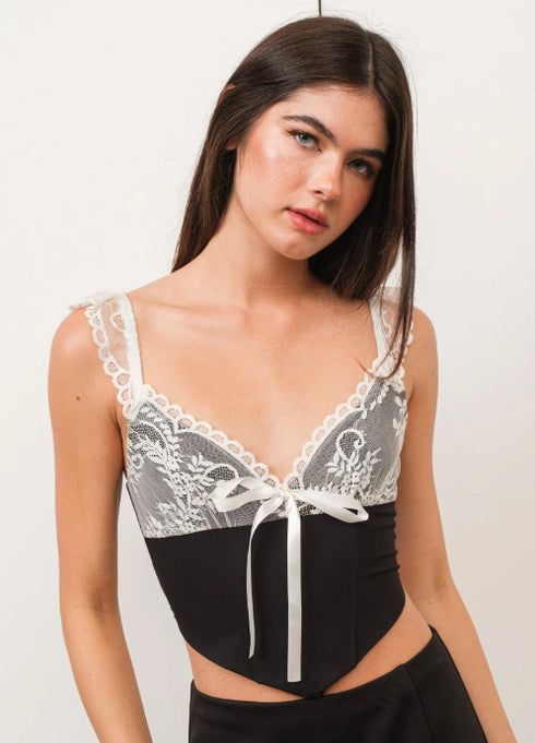 LACE OVERLAY CORSET TOP