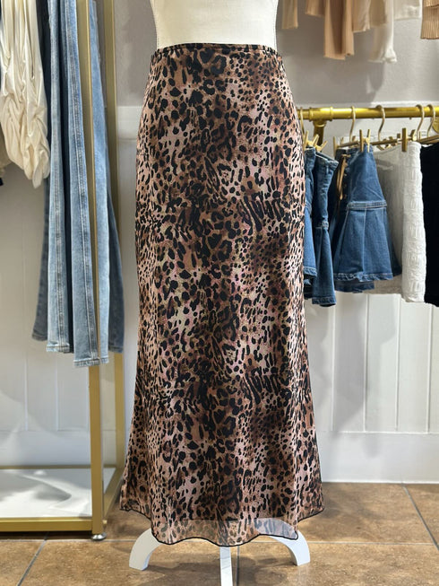 STRETCHY LEOPARD MIDI SKIRT