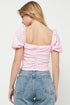 LACE UP RUCHED TOP LIGHT PINK