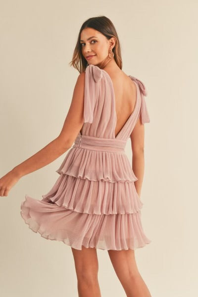 LUREX PLEATED MINI DRESS