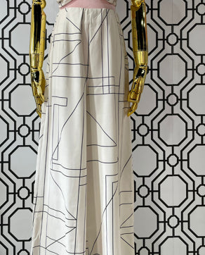 MULTI GRID PATTERN WIDE LEG PANTS