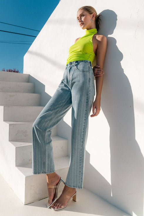 LIME NEON HALTER NECK TOP