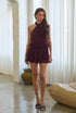 VELVET ROUGE HALTER MINI DRESS