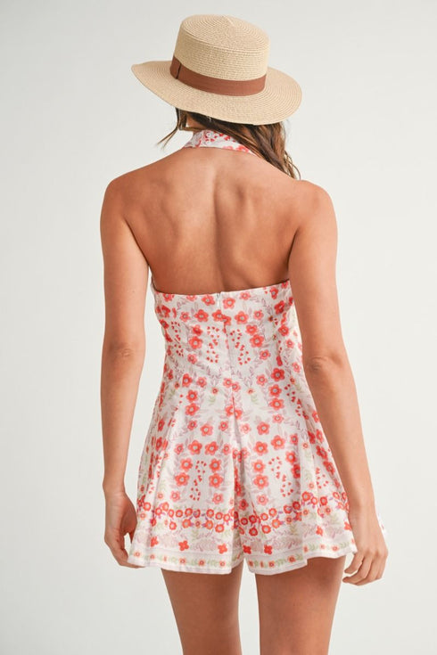 RED FLOWER ROMPER