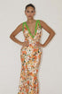 TANGERINE FLOWER LONG DRESS