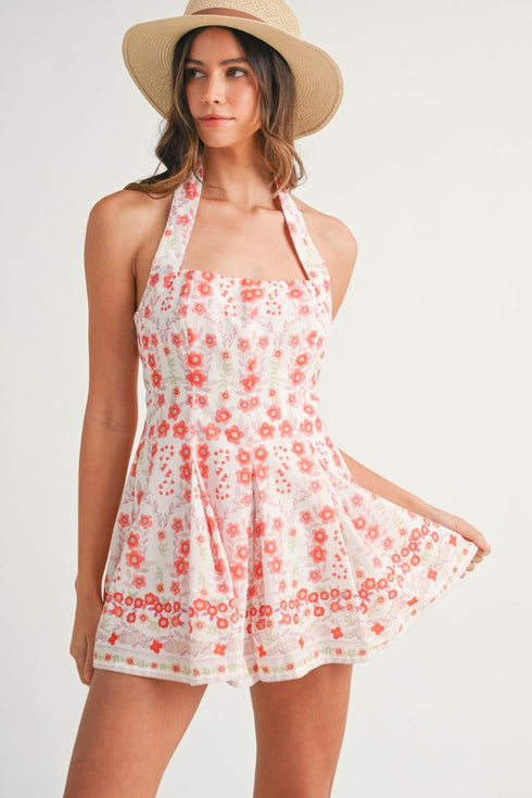 RED FLOWER ROMPER