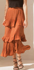 PLEATED ORANGE LONG SKIRT